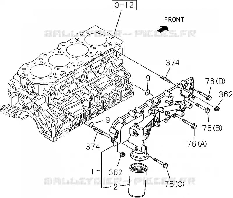 0-50 - Refroidisseur d’huile et filtre à huile<br />[050A]4JJ1-TCX,4JK1-TCX Isuzu PICK UP 2004-2011 DMAX SPACE CAB 4X2 LONG 3.0L 4JJ1-TCX (LS0)