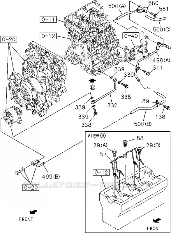 0-52 - Tuyauterie d’huile et de circuit à vide - Moteur<br />[052A]4JJ1-TCX,4JK1-TCX(NO.1) Isuzu PICK UP 2004-2011 DMAX SPACE CAB 4X2 LONG 3.0L 4JJ1-TCX (LS0)