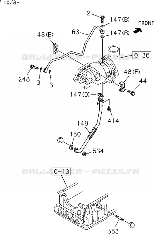 0-52 - Tuyauterie d’huile et de circuit à vide - Moteur<br />[052A]4JJ1-TCX,4JK1-TCX(NO.3) Isuzu PICK UP 2004-2011 DMAX SPACE CAB 4X2 LONG 3.0L 4JJ1-TCX (LS0)