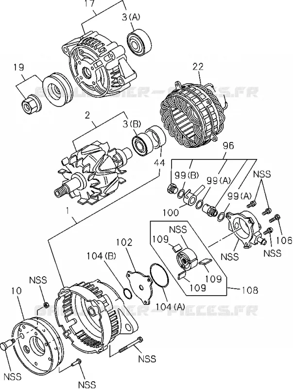 0-66 - Alternateur<br />[066A]4JA1-TC,4JH1-TC(NO.1) Isuzu PICK UP 2004-2011 DMAX SPACE CAB 4X2 LONG 3.0L 4JJ1-TCX (LS0)