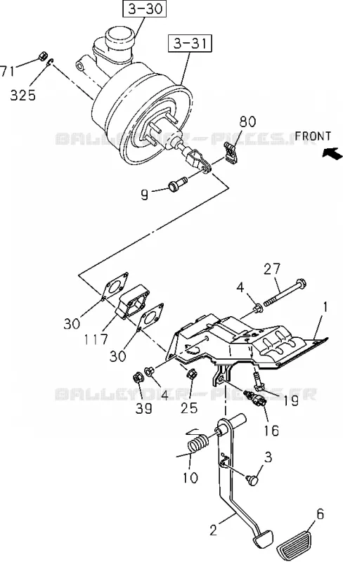 3-10 - Commande et pédale de frein<br />[310A] Isuzu PICK UP 2004-2011 DMAX SPACE CAB 4X2 LONG 3.0L 4JJ1-TCX (LS0)