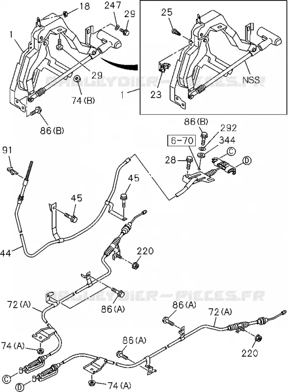 3-11 - Commande frein de stationnement<br />[311A]EXC.PARKING BRAKE FLOOR Isuzu PICK UP 2004-2011 DMAX SPACE CAB 4X2 LONG 3.0L 4JJ1-TCX (LS0)