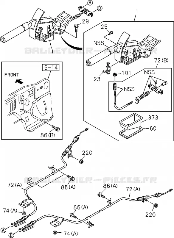3-11 - Commande frein de stationnement<br />[311A]PARKING BRAKE FLOOR Isuzu PICK UP 2004-2011 DMAX SPACE CAB 4X2 LONG 3.0L 4JJ1-TCX (LS0)