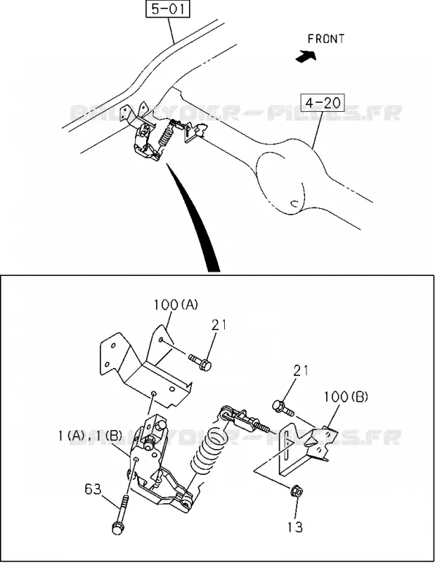 3-45 - Valve de répartition de charge proportionnel<br />[345A]LSPV ASM AND FIXING Isuzu PICK UP 2004-2011 DMAX SPACE CAB 4X2 LONG 3.0L 4JJ1-TCX (LS0)