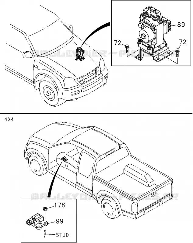 3-50 - Tuyau de frein - Huile, maître cylindre<br />[350A]4 WHEEL ANTI LOCK BRAKE(NO.1) Isuzu PICK UP 2004-2011 DMAX SPACE CAB 4X2 LONG 3.0L 4JJ1-TCX (LS0)