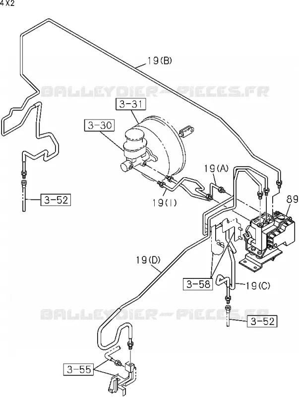 3-50 - Tuyau de frein - Huile, maître cylindre<br />[350A]4 WHEEL ANTI LOCK BRAKE(NO.2) Isuzu PICK UP 2004-2011 DMAX SPACE CAB 4X2 LONG 3.0L 4JJ1-TCX (LS0)