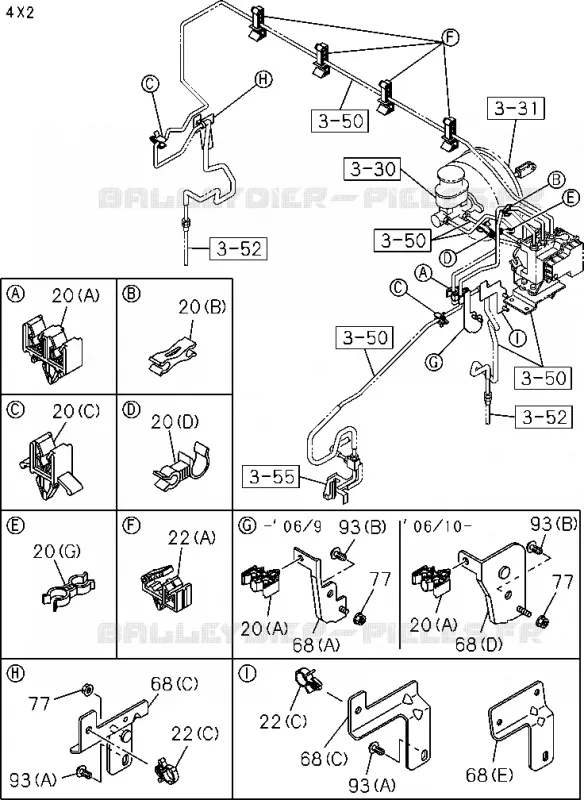 3-58 - Pièces de fixation - Tuyau de frein<br />[358A]4 WHEEL ANTI LOCK BRAKE(NO.1) Isuzu PICK UP 2004-2011 DMAX SPACE CAB 4X2 LONG 3.0L 4JJ1-TCX (LS0)