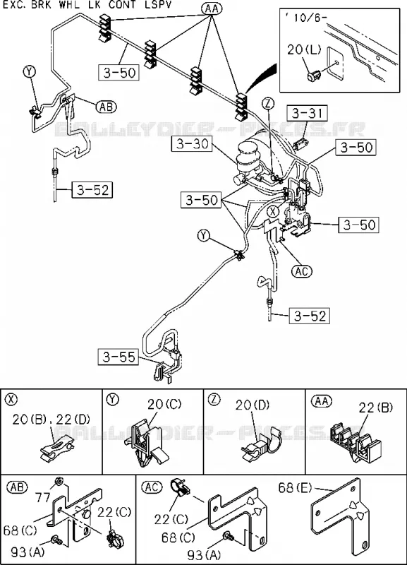 3-58 - Pièces de fixation - Tuyau de frein<br />[358A]EXC.4 WHEEL ANTI LOCK BRAKE(NO.2) Isuzu PICK UP 2004-2011 DMAX SPACE CAB 4X2 LONG 3.0L 4JJ1-TCX (LS0)