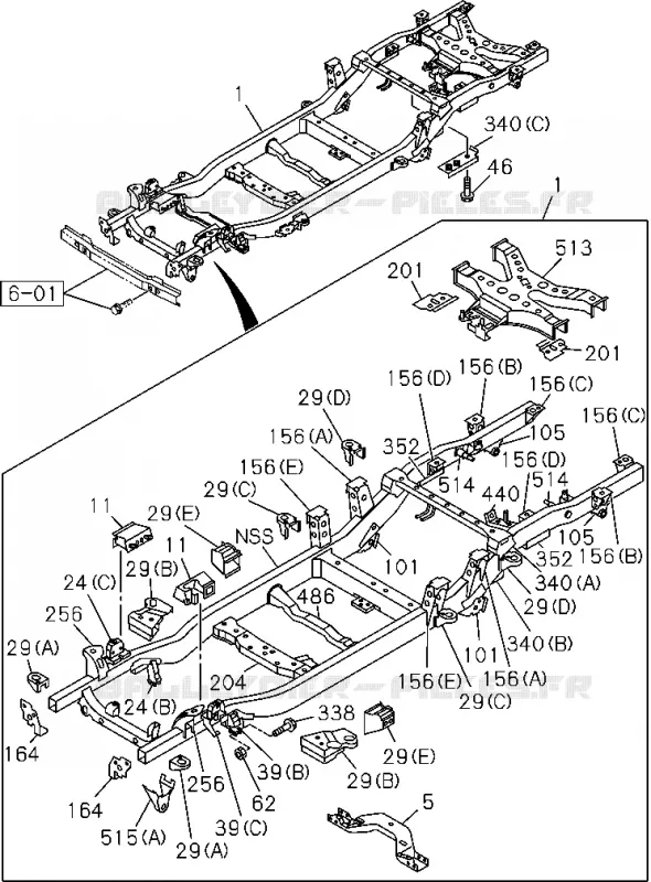 5-01 - Châssis et autres pièces<br />[501A]4X2 HIGH RIDE SUSPENSION,4X4 Isuzu PICK UP 2004-2011 DMAX SPACE CAB 4X2 LONG 3.0L 4JJ1-TCX (LS0)