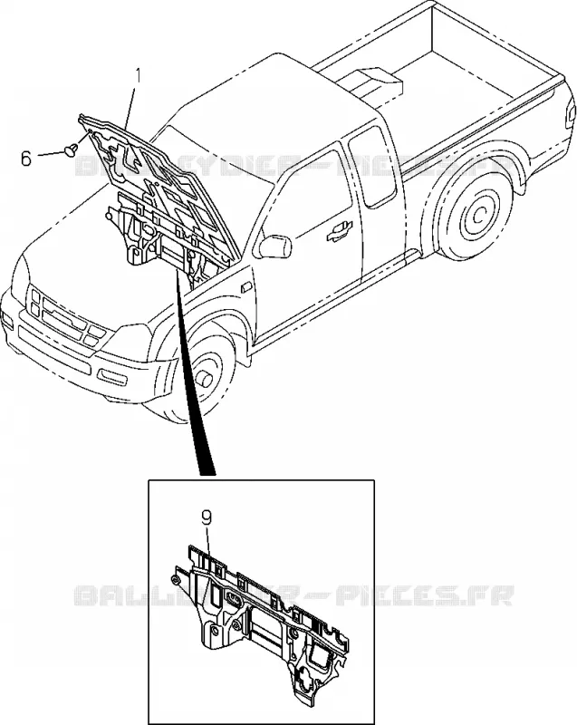 5-40 - Isolant compartiment moteur<br />[540A]NO.1 Isuzu PICK UP 2004-2011 DMAX SPACE CAB 4X2 LONG 3.0L 4JJ1-TCX (LS0)