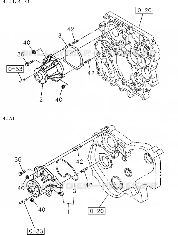 0-30 - Pompe à eau et résistance à la corrosion<br />[030A]WATER PUMP ASM Isuzu PICK UP 2012 DMAX CREW CAB 4X4 LONG 2.5L 4JA1-T (LP0)