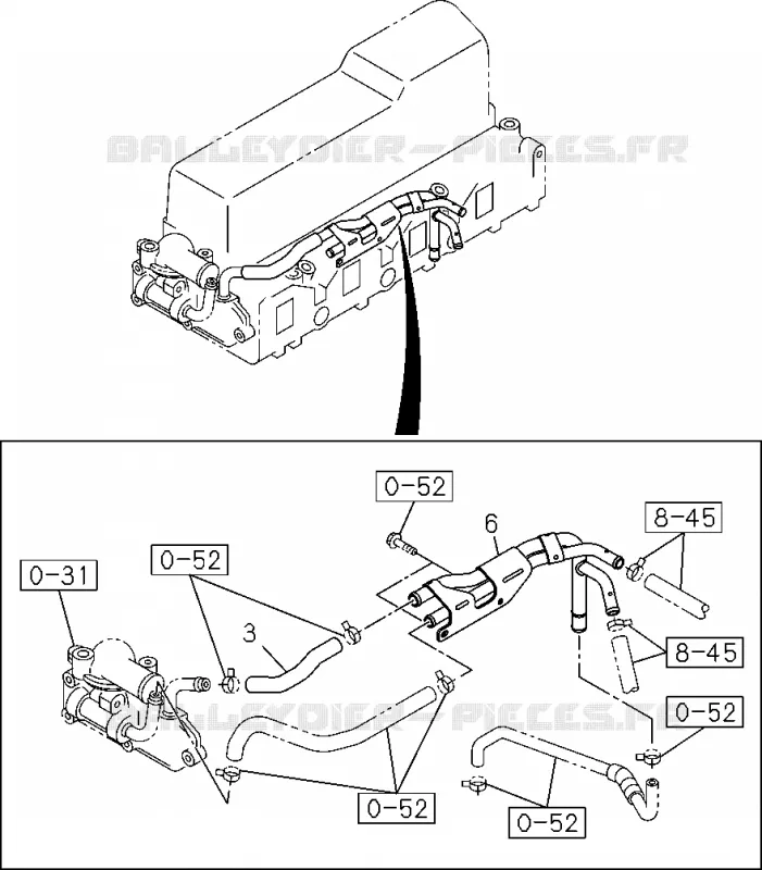 0-32 - Tuyauterie eau, moteur<br />[032A]4JA1(NO.2) Isuzu PICK UP 2012 DMAX CREW CAB 4X4 LONG 2.5L 4JA1-T (LP0)