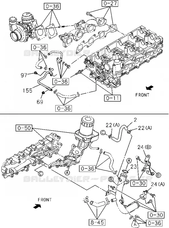 0-32 - Tuyauterie eau, moteur<br />[032A]4JJ1,4JK1-TCS,4JK1-TCX Isuzu PICK UP 2012 DMAX CREW CAB 4X4 LONG 2.5L 4JA1-T (LP0)