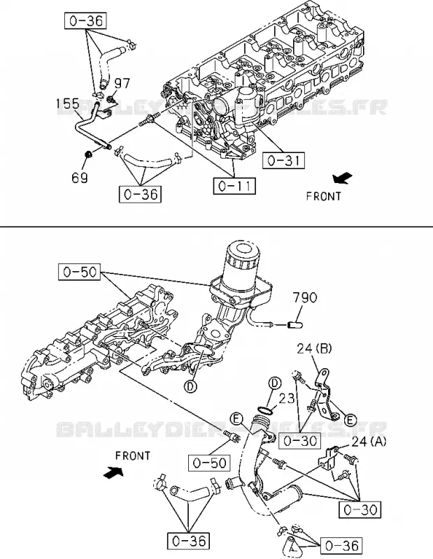 0-32 - Tuyauterie eau, moteur<br />[032A]4JK1-TCY(NO.1) Isuzu PICK UP 2012 DMAX CREW CAB 4X4 LONG 2.5L 4JA1-T (LP0)