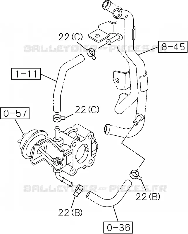 0-32 - Tuyauterie eau, moteur<br />[032A]4JK1-TCY(NO.2) Isuzu PICK UP 2012 DMAX CREW CAB 4X4 LONG 2.5L 4JA1-T (LP0)