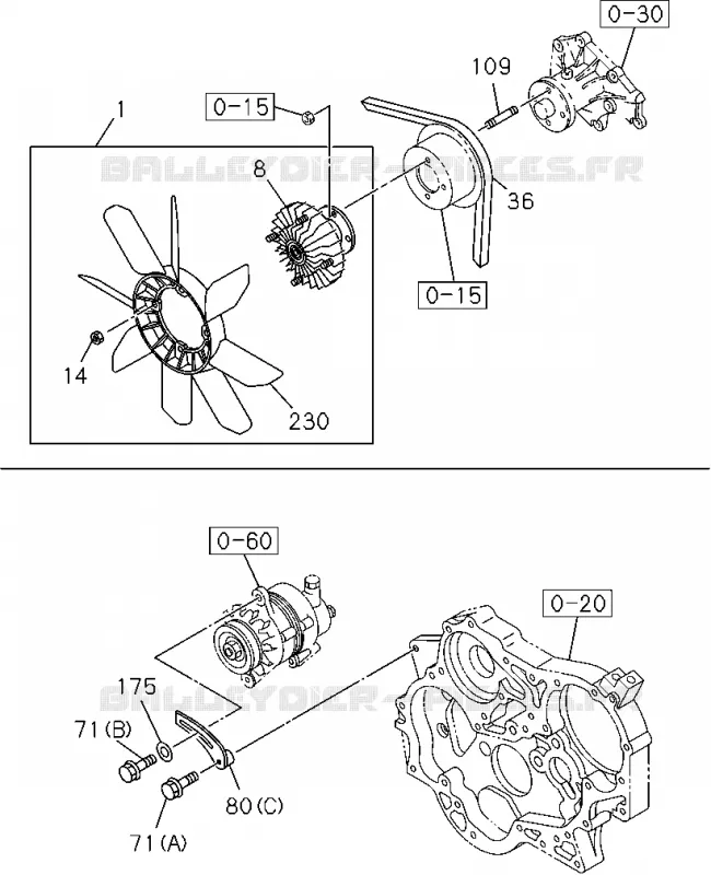 0-33 - Ventilateur et courroie ventilateur<br />[033A]4JA1 Isuzu PICK UP 2012 DMAX CREW CAB 4X4 LONG 2.5L 4JA1-T (LP0)