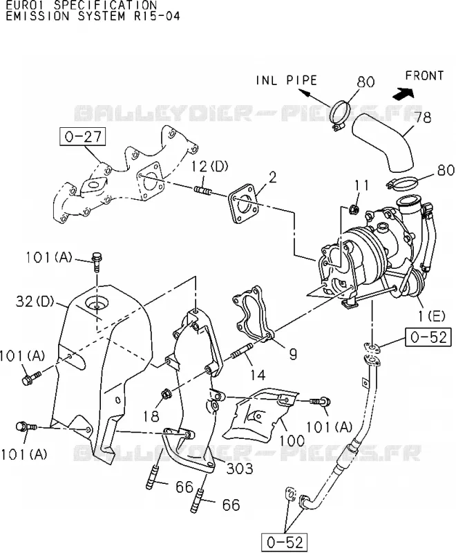 0-36 - SYSTEME Turbocompresseur<br />[036A]4JA1(NO.1) Isuzu PICK UP 2012 DMAX CREW CAB 4X4 LONG 2.5L 4JA1-T (LP0)