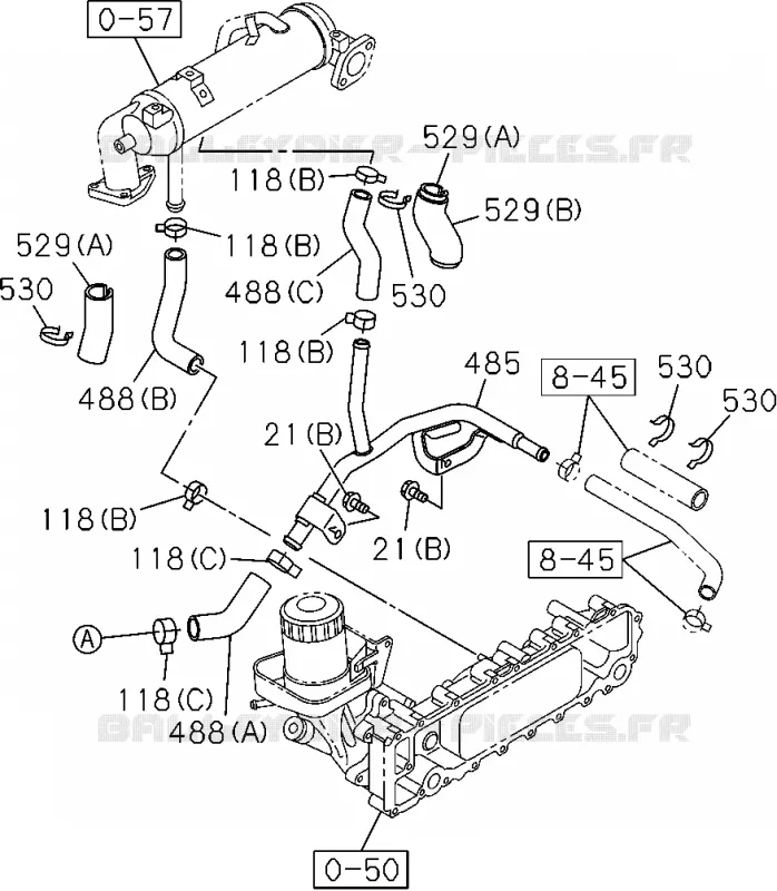 0-36 - SYSTEME Turbocompresseur<br />[036A]4JK1-TCX(NO.2) Isuzu PICK UP 2012 DMAX CREW CAB 4X4 LONG 2.5L 4JA1-T (LP0)