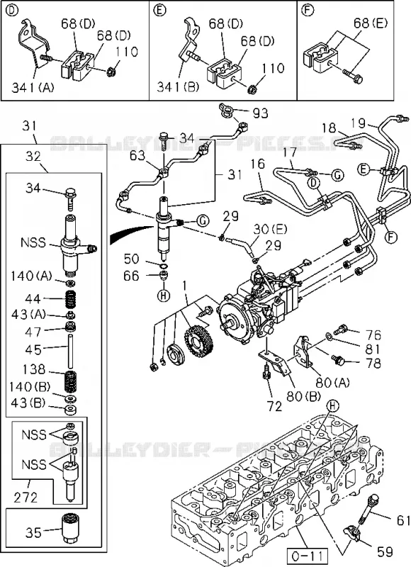 0-40 - Système injection carburant<br />[040A]4JA1 Isuzu PICK UP 2012 DMAX CREW CAB 4X4 LONG 2.5L 4JA1-T (LP0)