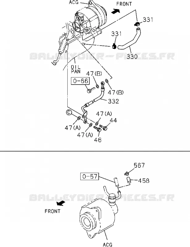 0-52 - Tuyauterie d’huile et de circuit à vide - Moteur<br />[052A]PIPE AND HOSE;4JA1(NO.1) Isuzu PICK UP 2012 DMAX CREW CAB 4X4 LONG 2.5L 4JA1-T (LP0)
