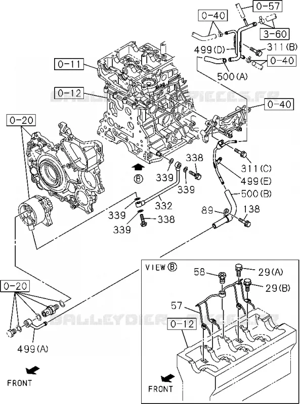 0-52 - Tuyauterie d’huile et de circuit à vide - Moteur<br />[052A]PIPE AND HOSE;4JK1-TCY Isuzu PICK UP 2012 DMAX CREW CAB 4X4 LONG 2.5L 4JA1-T (LP0)