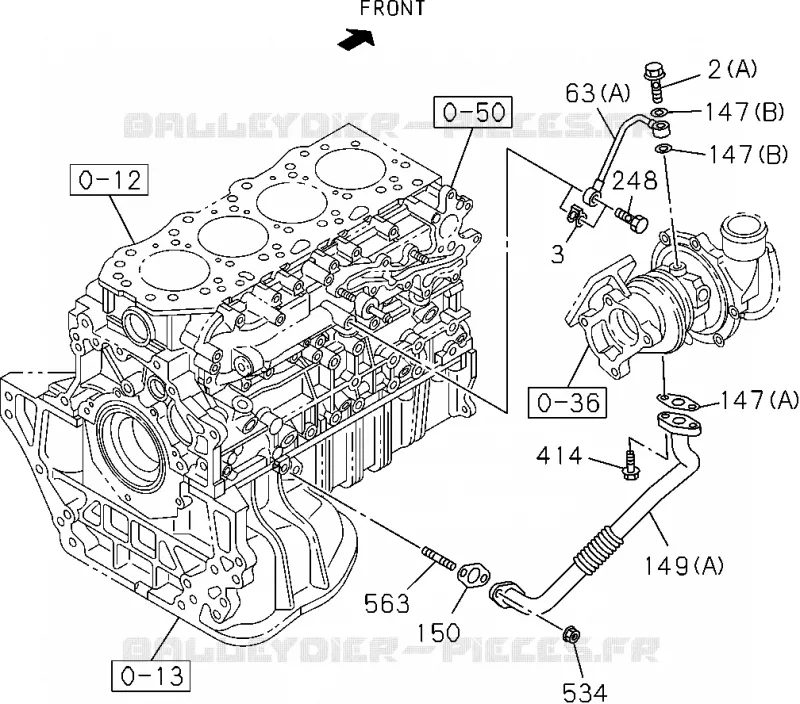 0-52 - Tuyauterie d’huile et de circuit à vide - Moteur<br />[052A]TURBOCHARGER PIPE;4JJ1,4JK1-TCS Isuzu PICK UP 2012 DMAX CREW CAB 4X4 LONG 2.5L 4JA1-T (LP0)