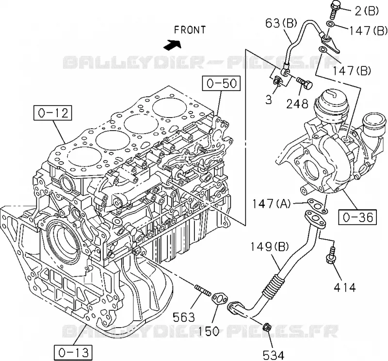 0-52 - Tuyauterie d’huile et de circuit à vide - Moteur<br />[052A]TURBOCHARGER PIPE;4JK1-TCX Isuzu PICK UP 2012 DMAX CREW CAB 4X4 LONG 2.5L 4JA1-T (LP0)