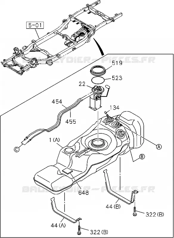 1-40 - Réservoir à carburant<br />[140A]FUEL TANK(NO.1) Isuzu PICK UP 2012 DMAX CREW CAB 4X4 LONG 2.5L 4JK1-TCY (RDX)