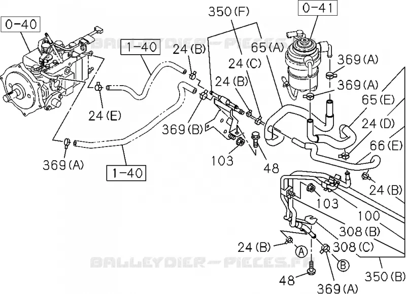 1-41 - Tuyauterie carburant - Châssis<br />[141A]4JA1 Isuzu PICK UP 2012 DMAX CREW CAB 4X4 LONG 2.5L 4JK1-TCY (RDX)