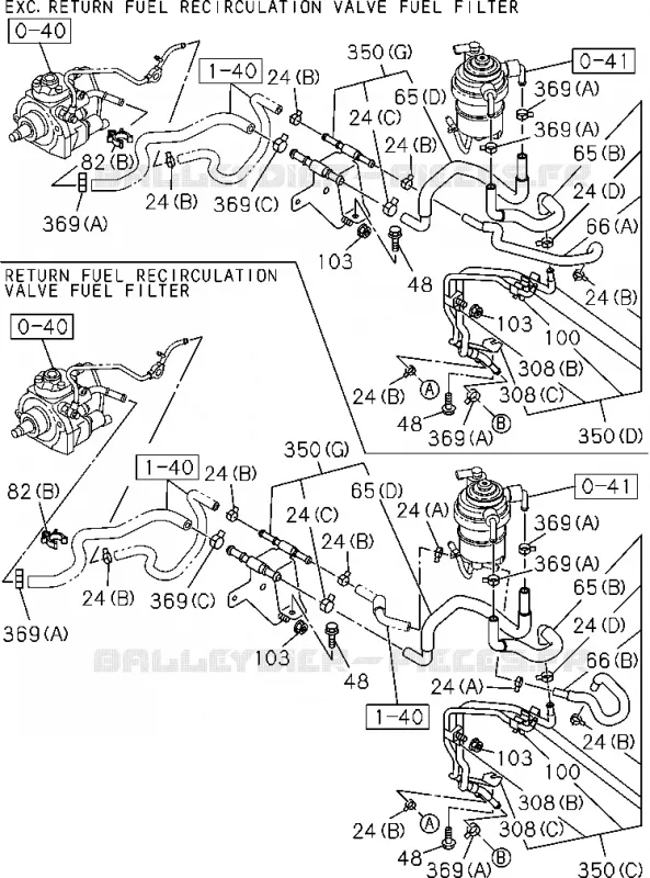 1-41 - Tuyauterie carburant - Châssis<br />[141A]4JK1-TCY Isuzu PICK UP 2012 DMAX CREW CAB 4X4 LONG 2.5L 4JK1-TCY (RDX)