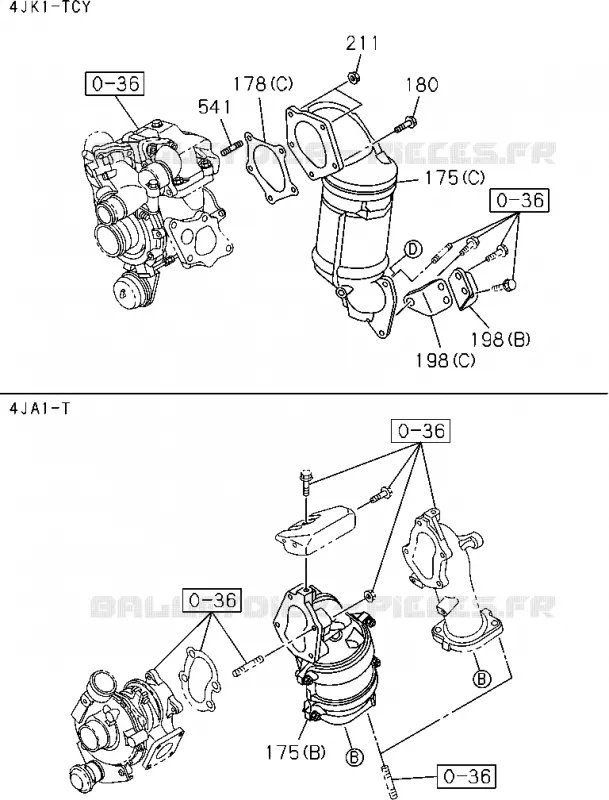 1-50 - Tuyau d’échappement et silencieux<br />[150A]CONVERTER(NO.2) Isuzu PICK UP 2012 DMAX CREW CAB 4X4 LONG 2.5L 4JK1-TCY (RDX)