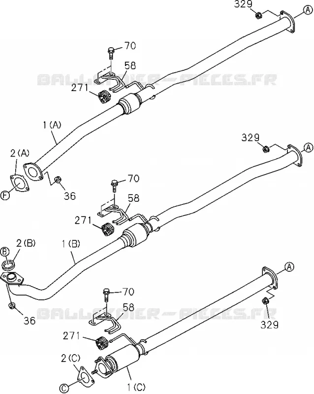 1-50 - Tuyau d’échappement et silencieux<br />[150A]EXH PIPE Isuzu PICK UP 2012 DMAX CREW CAB 4X4 LONG 2.5L 4JK1-TCY (RDX)