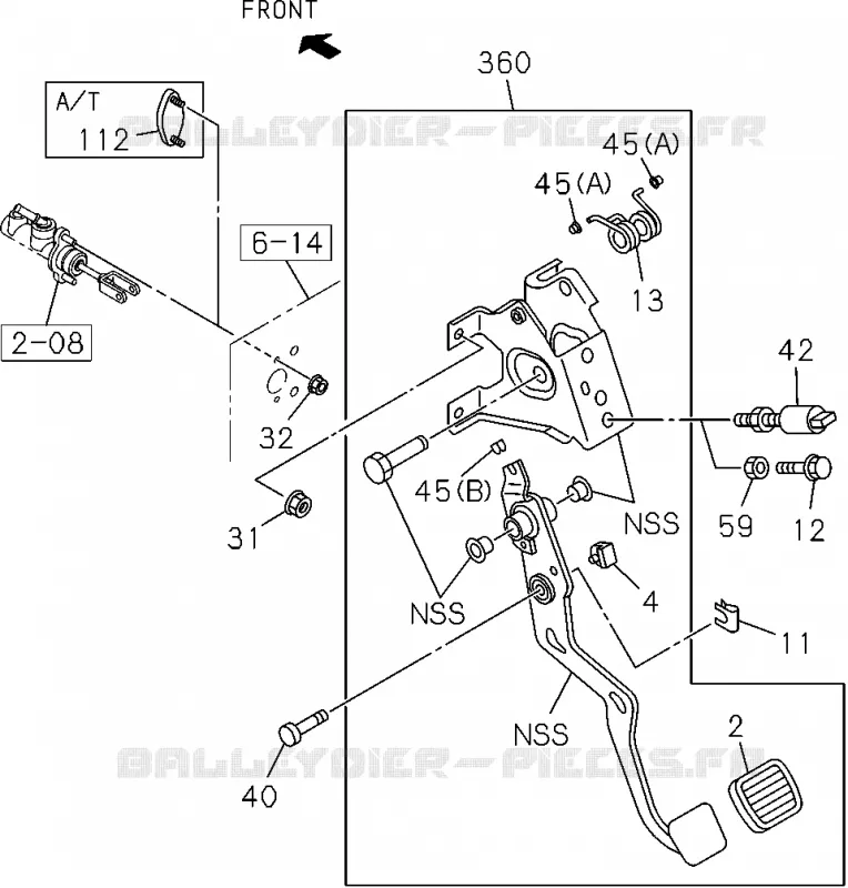 2-03 - COMMANDE ET PEDALE D'Embrayage<br />[203A] Isuzu PICK UP 2012 DMAX CREW CAB 4X4 LONG 2.5L 4JA1-T (LP0)