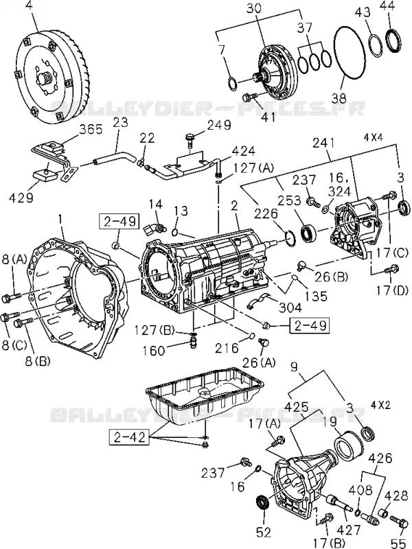2-41 - CARTER BOITE DE VITESSES AUTOMATIQUE, CONVERTISSEUR ET POMPE A HUILE<br />[241A] Isuzu PICK UP 2012 DMAX CREW CAB 4X4 LONG 2.5L 4JA1-T (LP0)
