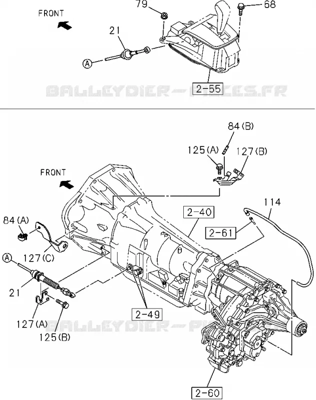 2-56 - Connexion de commande boîte de vitesses automatique<br />[256A] Isuzu PICK UP 2012 DMAX CREW CAB 4X4 LONG 2.5L 4JK1-TCY (RDX)