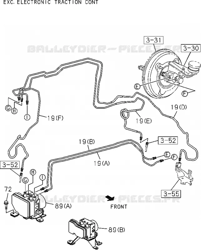 3-50 - Tuyau de frein - Huile, maître cylindre<br />[350A]PIPING;4 WHEEL ANTI LK BRAKE(NO.1) Isuzu PICK UP 2012 DMAX CREW CAB 4X4 LONG 2.5L 4JA1-T (LP0)