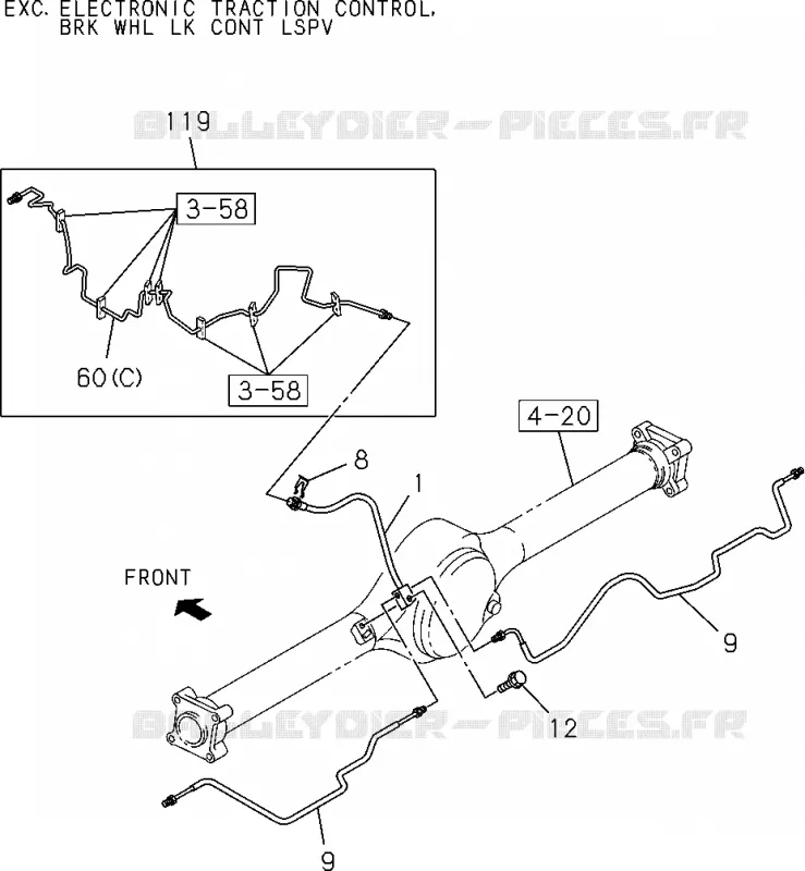 3-55 - Tuyau de frein - Huile, arrière<br />[355A]PIPING(NO.1) Isuzu PICK UP 2012 DMAX CREW CAB 4X4 LONG 2.5L 4JK1-TCY (RDX)