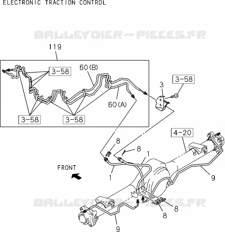 3-55 - Tuyau de frein - Huile, arrière<br />[355A]PIPING(NO.2) Isuzu PICK UP 2012 DMAX CREW CAB 4X4 LONG 2.5L 4JK1-TCY (RDX)