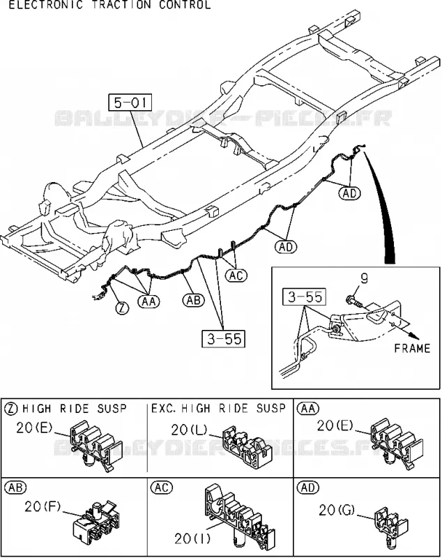 3-58 - Pièces de fixation - Tuyau de frein<br />[358A]REAR(NO.1) Isuzu PICK UP 2012 DMAX CREW CAB 4X4 LONG 2.5L 4JK1-TCY (RDX)