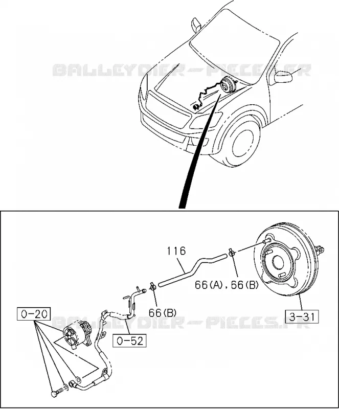 3-60 - Tuyau de frein - Vacuum<br />[360A]4JJ1,4JK1 Isuzu PICK UP 2012 DMAX CREW CAB 4X4 LONG 2.5L 4JA1-T (LP0)