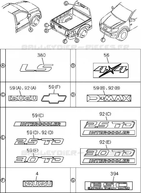 7-01 - Badge et plaque nom<br />[701A]NO.1 Isuzu PICK UP 2012 DMAX CREW CAB 4X4 LONG 2.5L 4JK1-TCY (RDX)