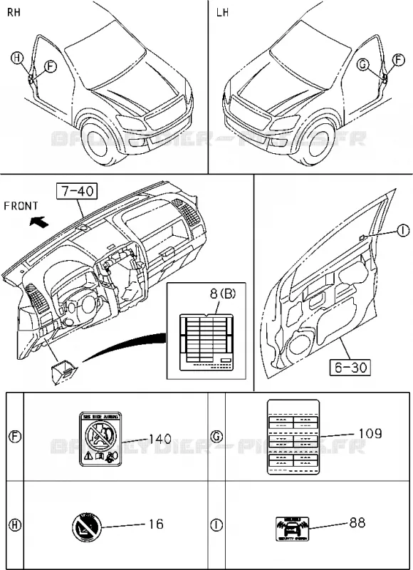 7-10 - Plaque avertissement et étiquette<br />[710A]NO.2 Isuzu PICK UP 2012 DMAX CREW CAB 4X4 LONG 2.5L 4JK1-TCY (RDX)