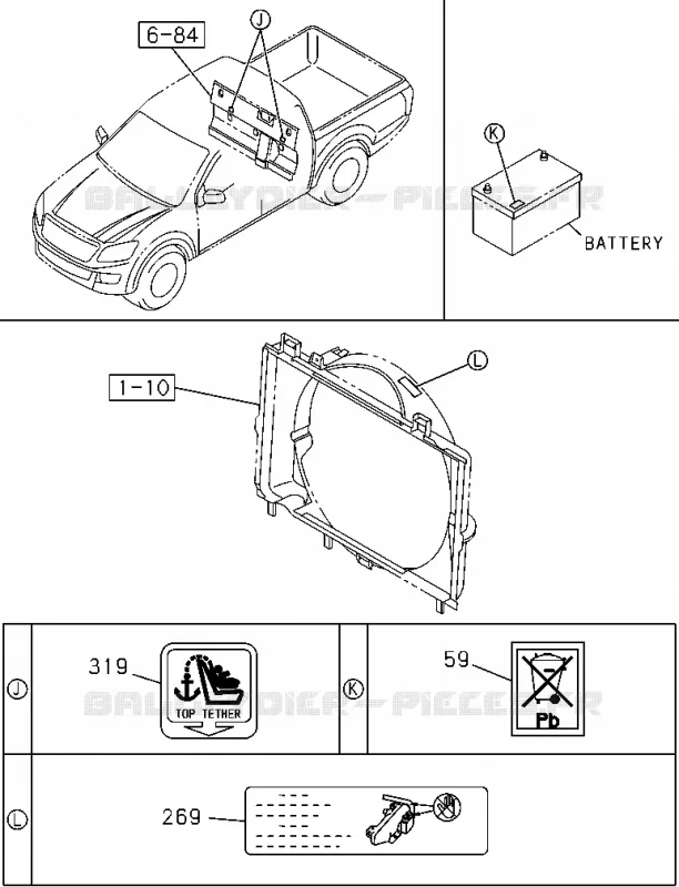 7-10 - Plaque avertissement et étiquette<br />[710A]NO.3 Isuzu PICK UP 2012 DMAX CREW CAB 4X4 LONG 2.5L 4JK1-TCY (RDX)