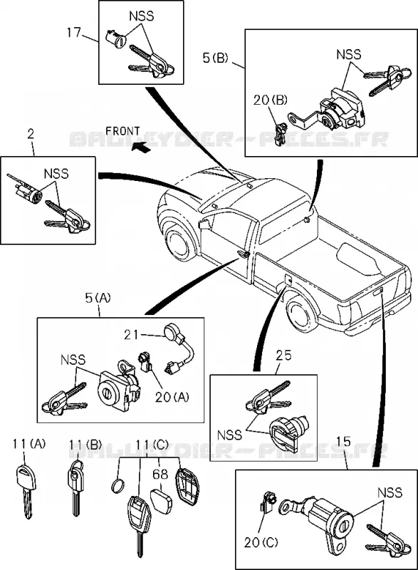 7-30 - Jeu barillet verrou<br />[730A]NO.1 Isuzu PICK UP 2012 DMAX CREW CAB 4X4 LONG 2.5L 4JK1-TCY (RDX)