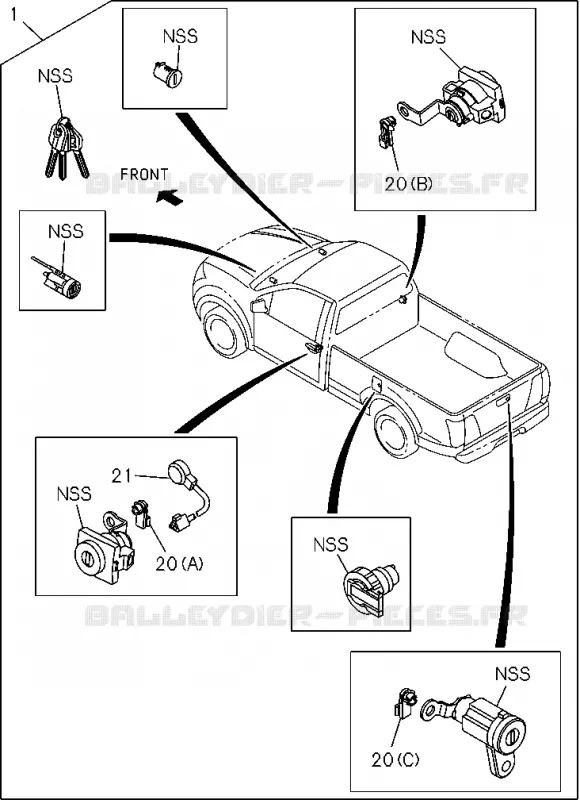 7-30 - Jeu barillet verrou<br />[730A]NO.2 Isuzu PICK UP 2012 DMAX CREW CAB 4X4 LONG 2.5L 4JK1-TCY (RDX)
