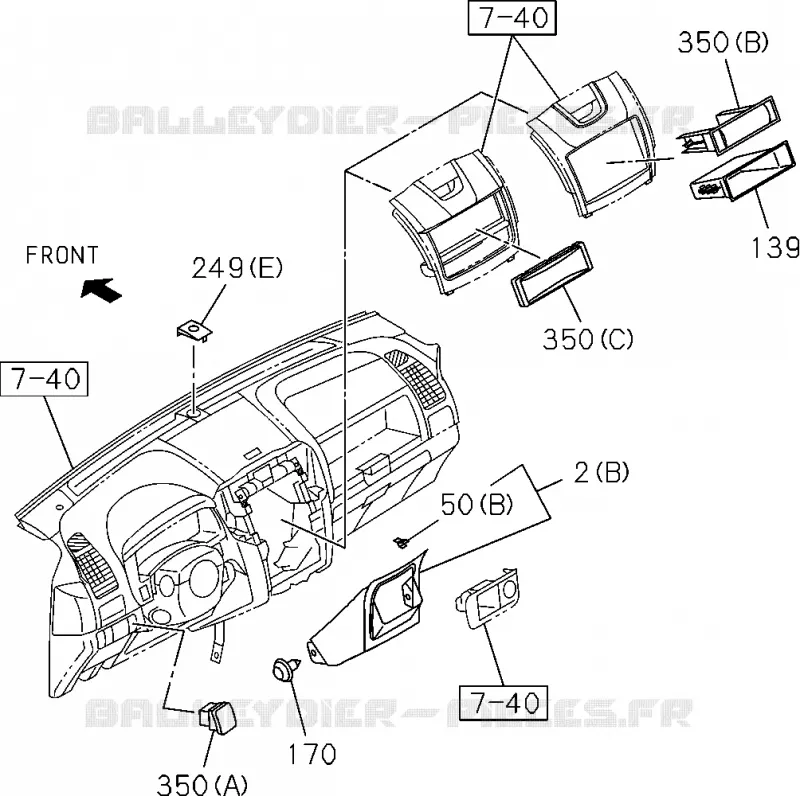 7-45 - Boîte à gants<br />[745A]NO.2 Isuzu PICK UP 2012 DMAX CREW CAB 4X4 LONG 2.5L 4JK1-TCY (RDX)