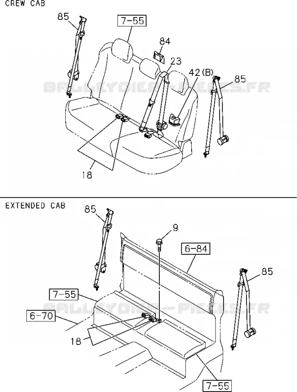 7-60 - Ceinture de sécurité<br />[760A]REAR Isuzu PICK UP 2012 DMAX CREW CAB 4X4 LONG 2.5L 4JK1-TCY (RDX)