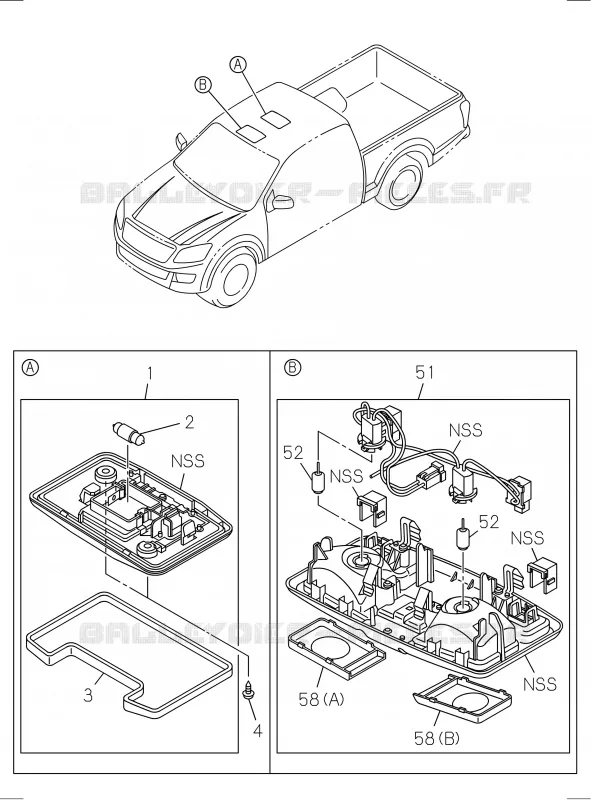 8-05 - Lampe plafonnier<br />[805A] Isuzu PICK UP 2012 DMAX CREW CAB 4X4 LONG 2.5L 4JA1-T (LP0)