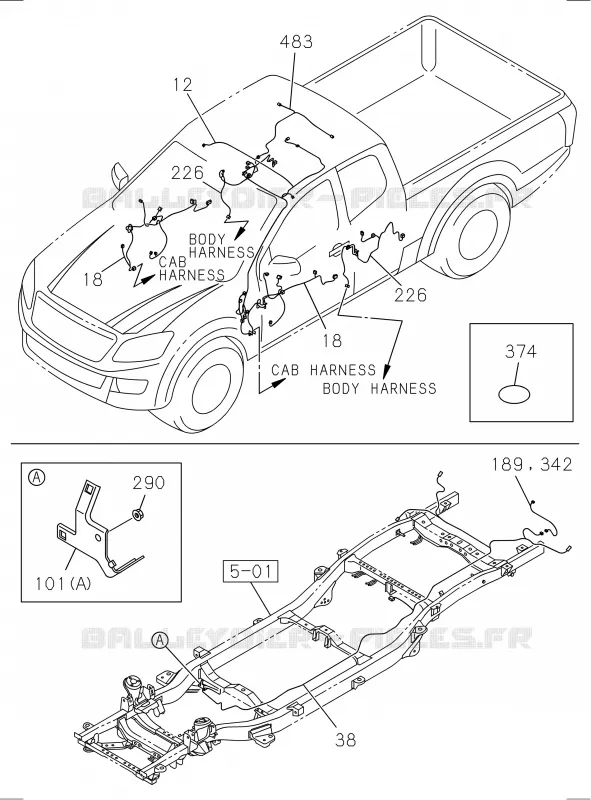 8-10 - Faisceau et fusible<br />[810A]HARNESS(NO.3) Isuzu PICK UP 2012 DMAX CREW CAB 4X4 LONG 2.5L 4JA1-T (LP0)
