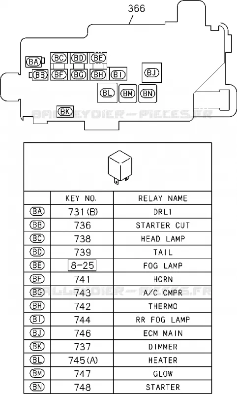8-10 - Faisceau et fusible<br />[810A]RELAY;FRAME HARNESS Isuzu PICK UP 2012 DMAX CREW CAB 4X4 LONG 2.5L 4JA1-T (LP0)
